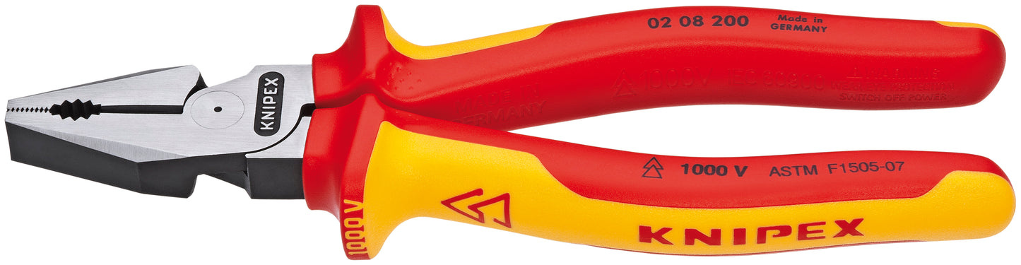 Knipex High Leverage Combination Pliers 1000V Insulated 8" 02 08 200 US
