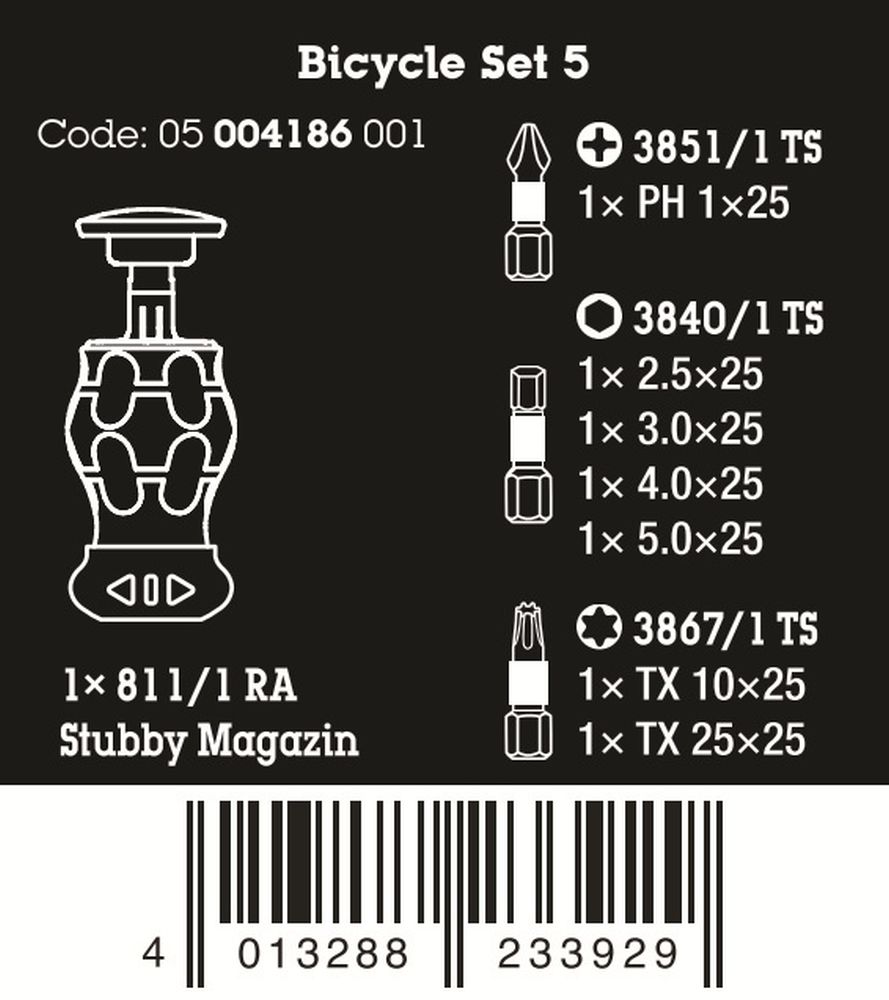 Wera Bicycle Set 5 Ratcheting Screwdriver Set 7 Pieces 05004186001