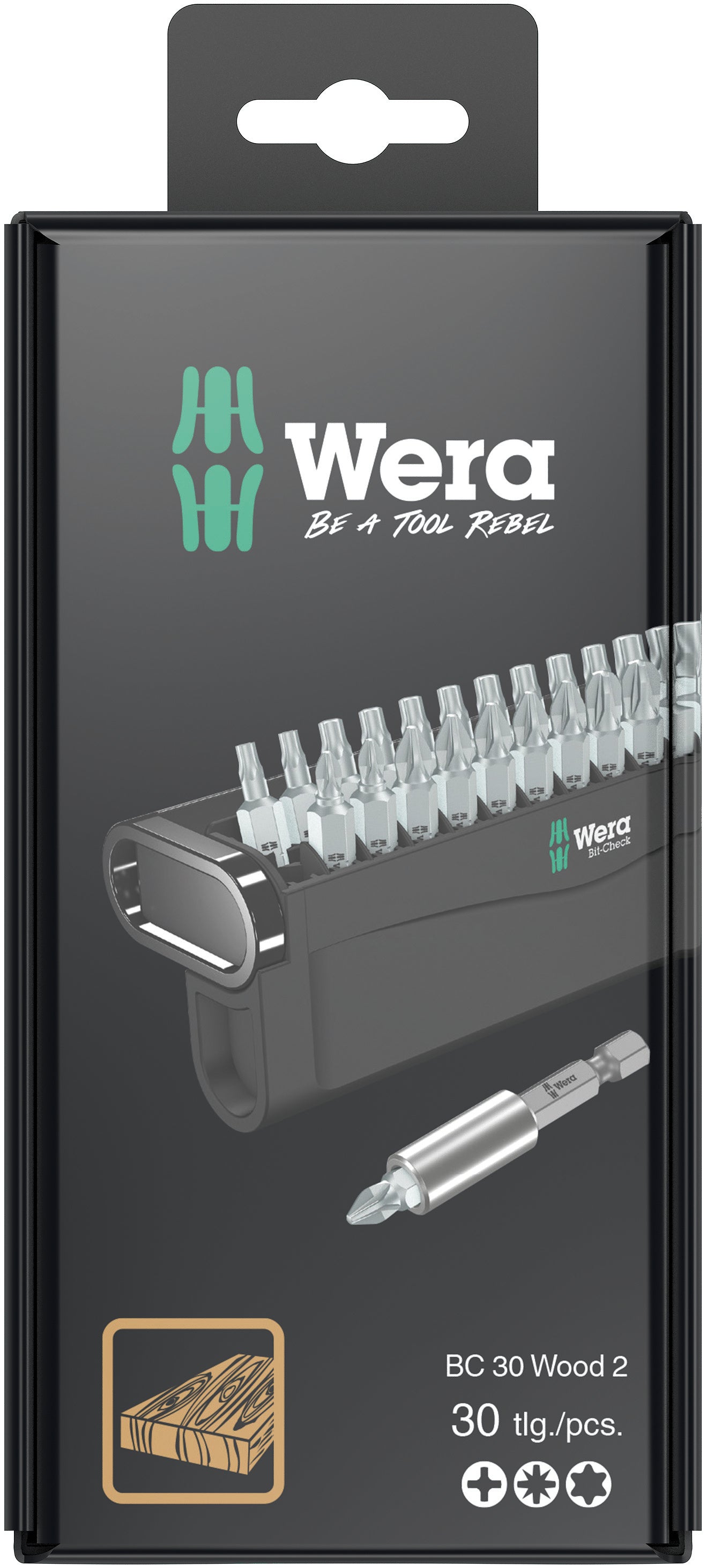 Wera Bit-Check 30 Wood 2 SB Screwdriver Bit Set 05057438001