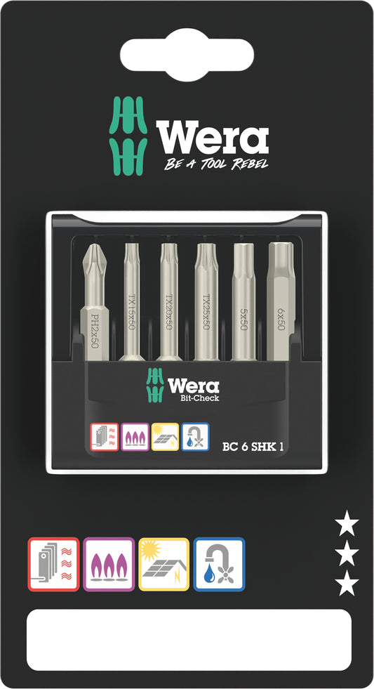 Wera Bit-Check 6 SHK 1 SB Screwdriver Bit Set 05073631001