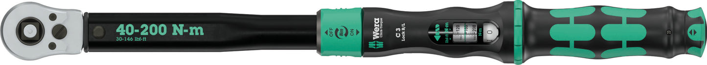 Wera Click-Torque Lock C 3 R/L Torque Wrench 40 - 200 Nm 1/2" Drive 05075695001