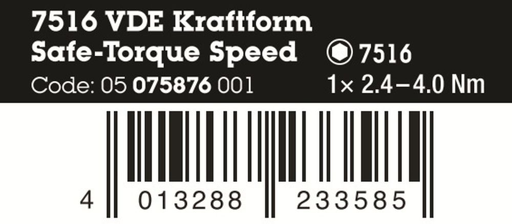Wera 7516 VDE Safe-Torque Speed Torque Screwdriver 2.4-4.0 Nm 05075876001