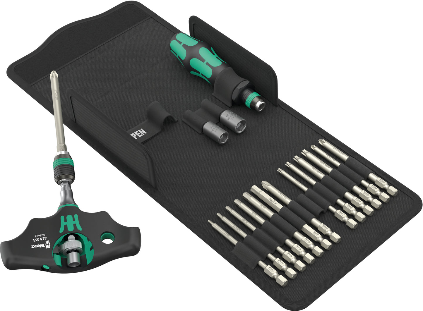 Wera Kraftform Kompakt 400 RA SHK Set 1 HVAC Ratcheting T-Handle Set Metric 05136072001
