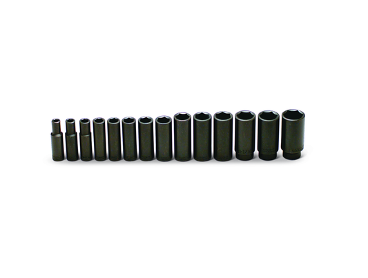 Wright Tool 6 Point Deep Impact Socket Set 14 Piece 1/2" Drive SAE 407