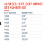 Wright Tool 6 Point Deep Impact Socket Set 14 Piece 1/2" Drive SAE 407