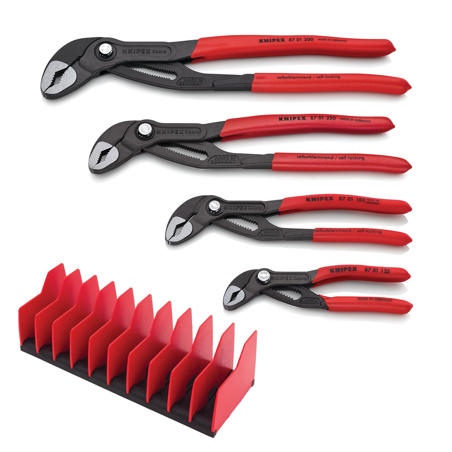 Knipex 4 Piece Cobra® Pliers Set With 10 Piece Tool Holder 9K 00 80 138 US