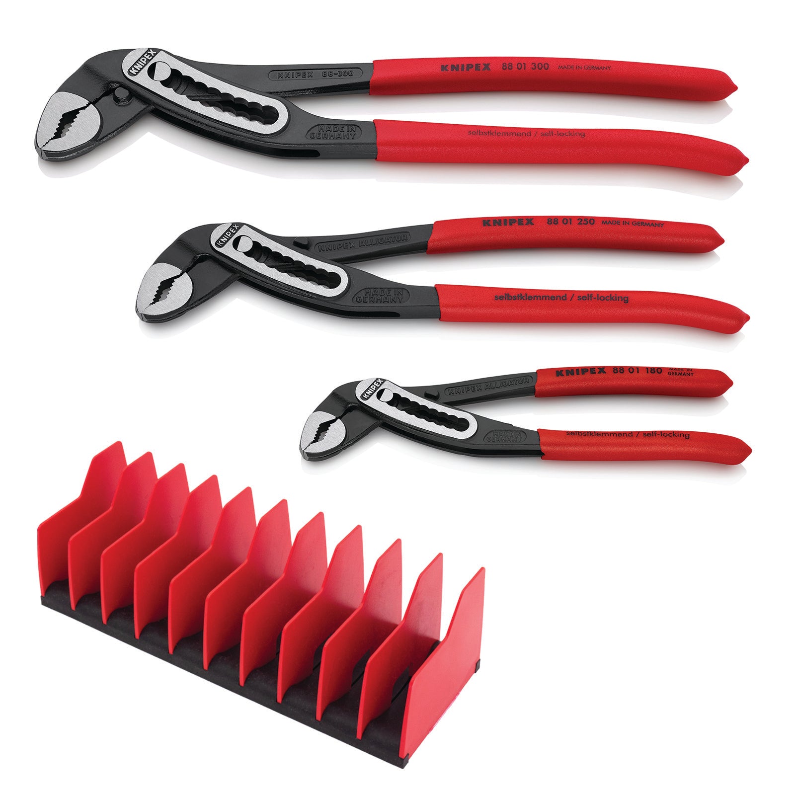 Knipex 3 Piece Alligator® Pliers Set with 10 Piece Tool Holder 9K 00 8