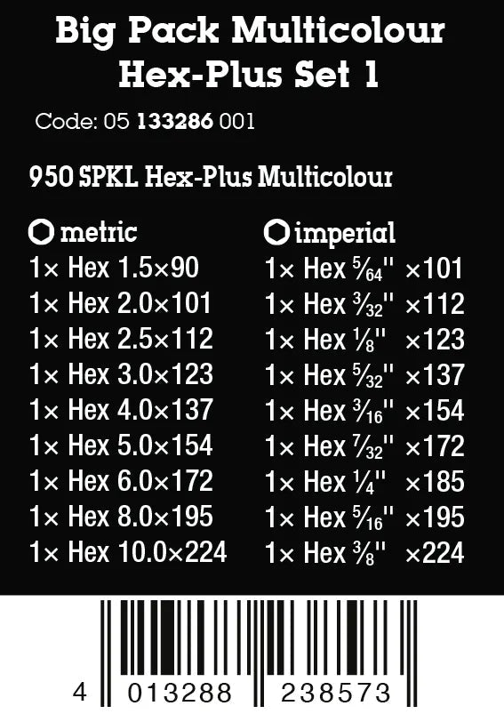 Wera 05133286001 Big Pack Multicolor Hex-Plus Metric & Imperial L-Key Set (19 Pieces) - Mr. Tools