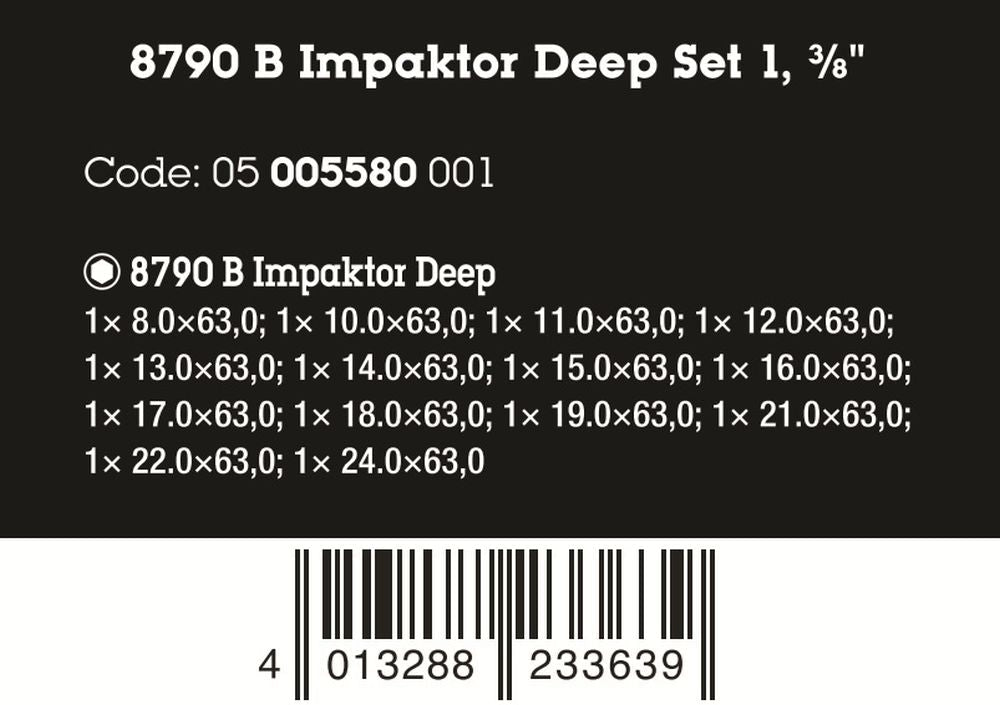 Wera 8790 B Impaktor Deep Set 1 Socket Set 3/8" 14 Pieces Metric 05005580001 - Mr. Tools
