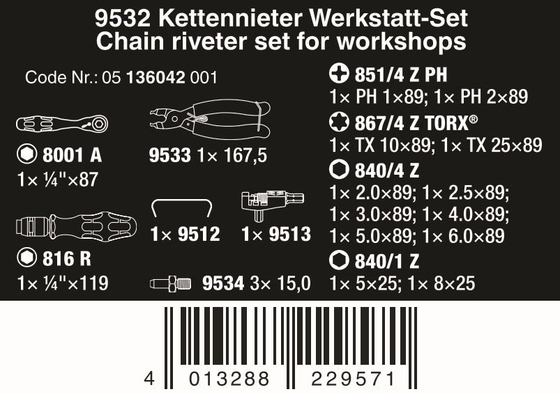 Wera 9532 Chain Riveter Set 05136042001 - Mr. Tools