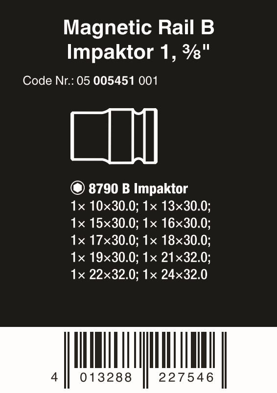 Wera 9607 Magnetic Rail B Impaktor 1 Socket Set 3/8" Drive Metric 05005451001 - Mr. Tools