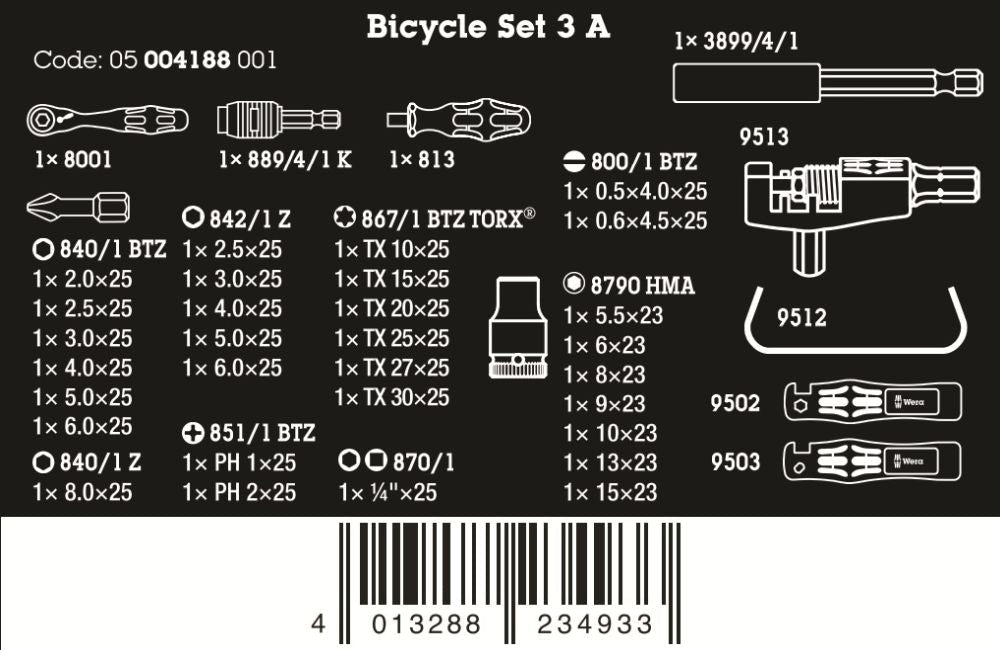 Wera Bicycle Set 3 A 40 Pieces Metric 05004188001 - Mr. Tools