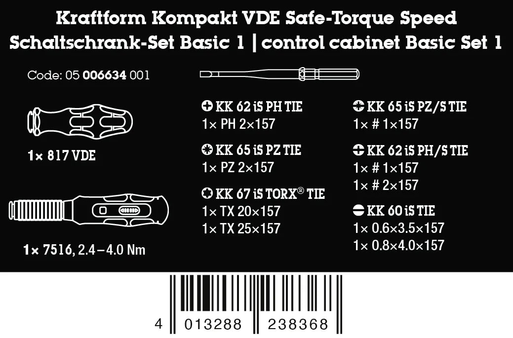 Wera Kraftform Kompakt VDE Safe-Torque Speed Switch Cabinet Set Basic 1 - 23 Piece (05006634001)