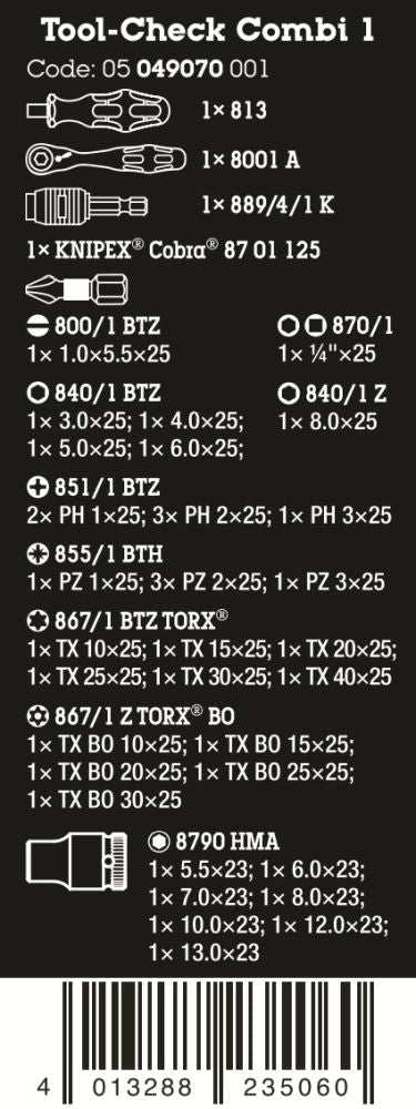 Wera Tool - Check Combi 1 40 Pieces Metric 05049070001 - Mr. Tools