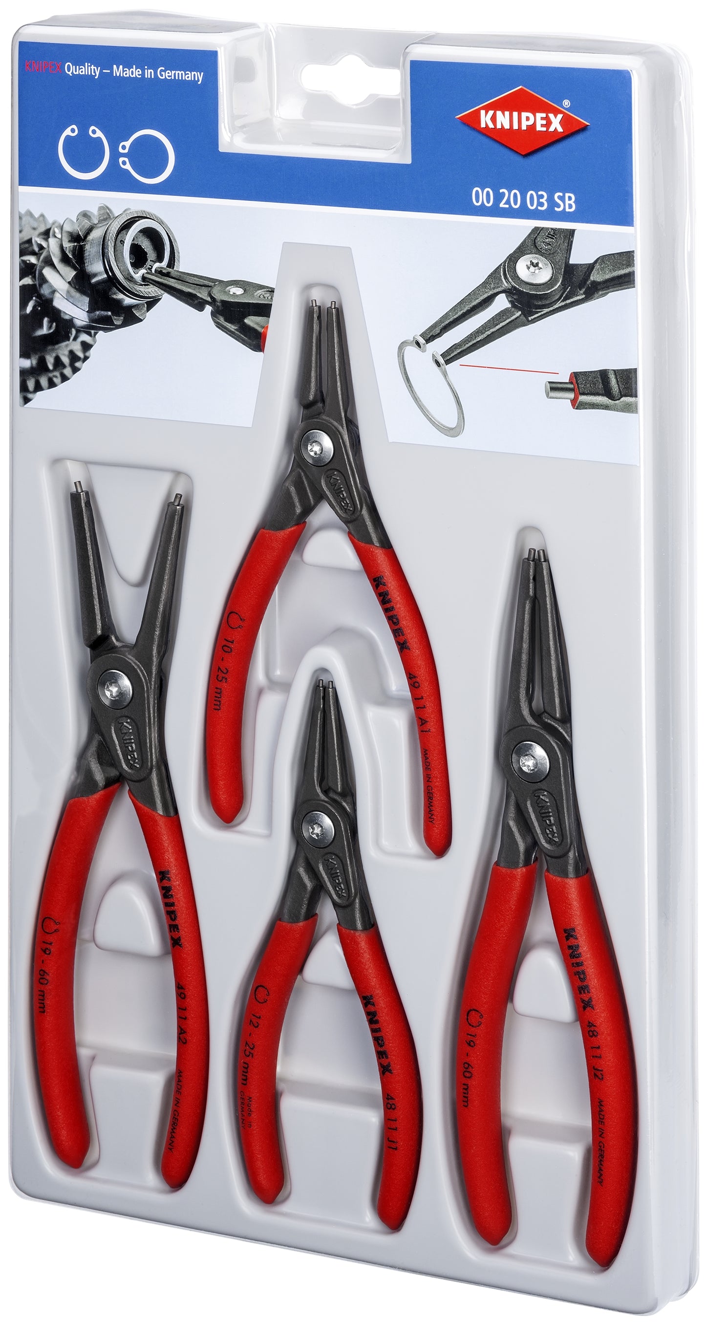 knipex precision circlip snap ring pliers set 4 piece 00 20 03 sb