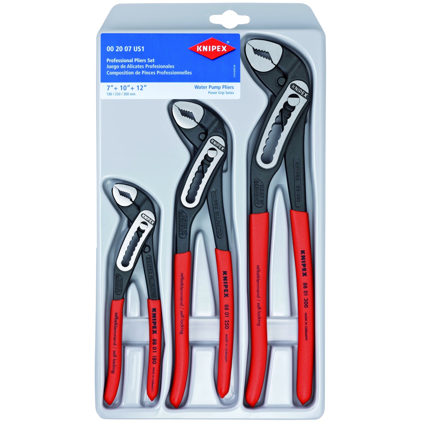 knipex alligator® water pump pliers set 3 piece 00 20 07 us1