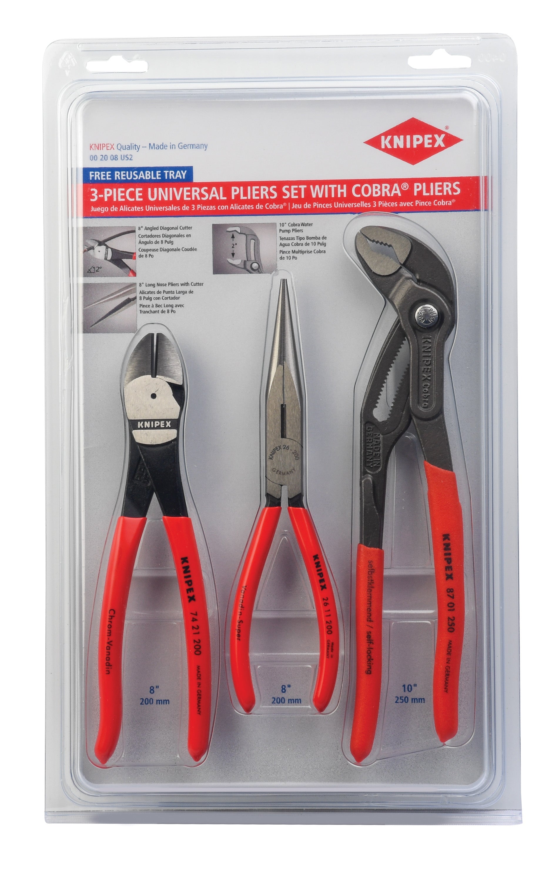 knipex pliers set with cobra® pliers 3 piece 00 20 08 us2