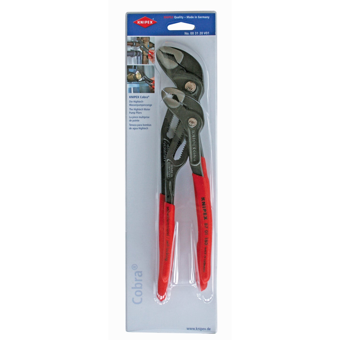 knipex cobra® water pump pliers set 2 piece 00 31 20 v01 us