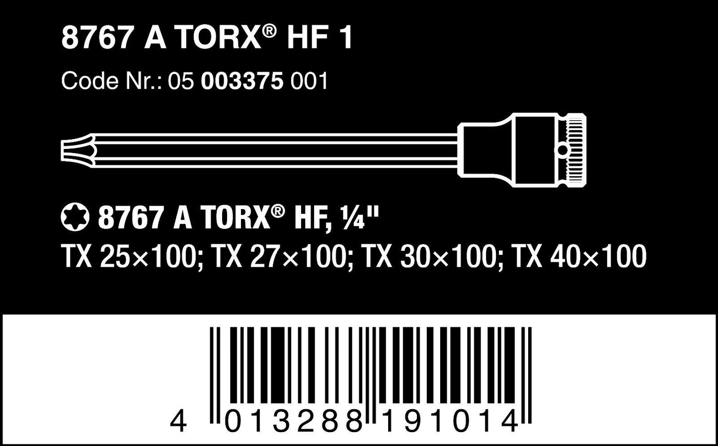 wera 8767 a torx® hf 1 zyklop socket set 1/4" drive 4 piece 05003375001