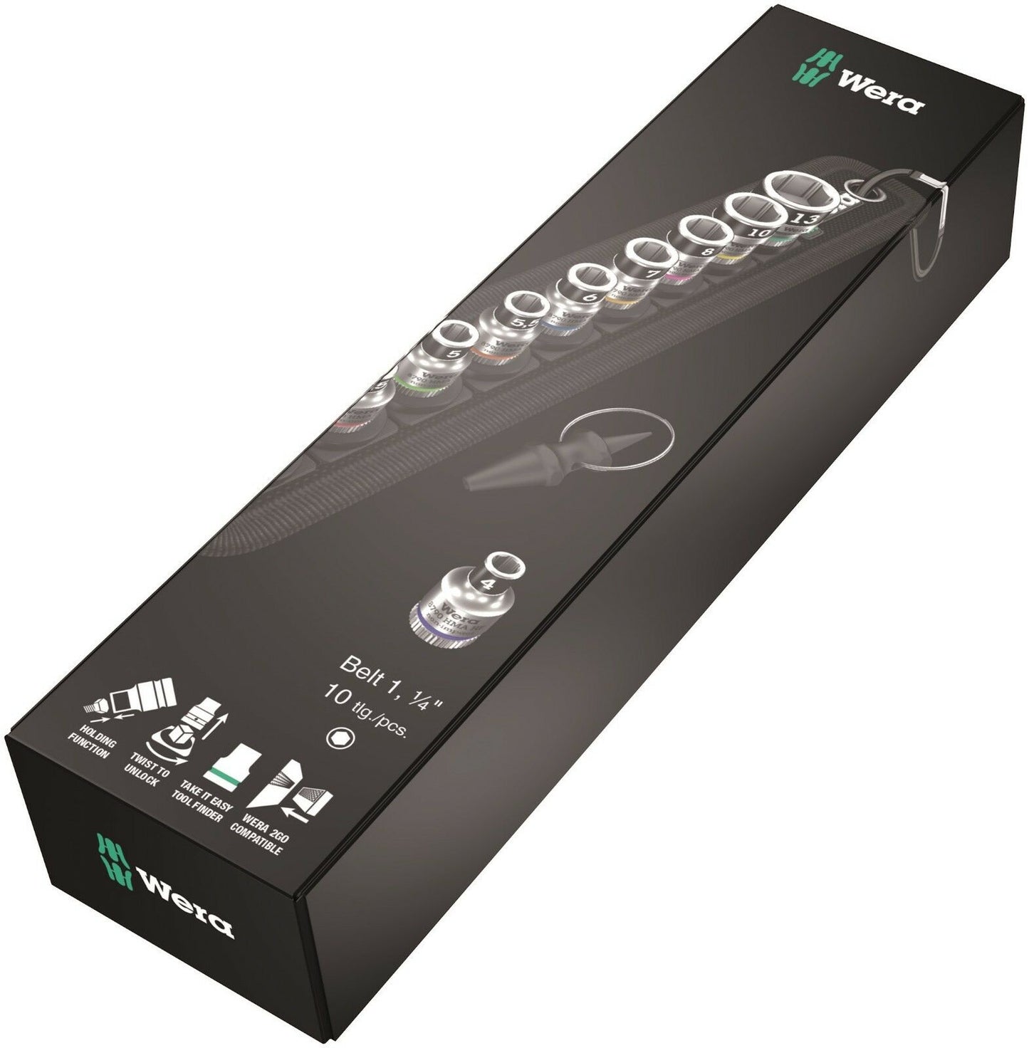wera belt 1 zyklop 1/4" socket belt set with holding function metric 05003880001