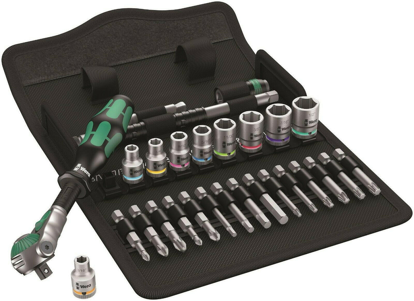 wera 8100 sa 9 zyklop speed ratchet set 1/4" drive sae 05004019001