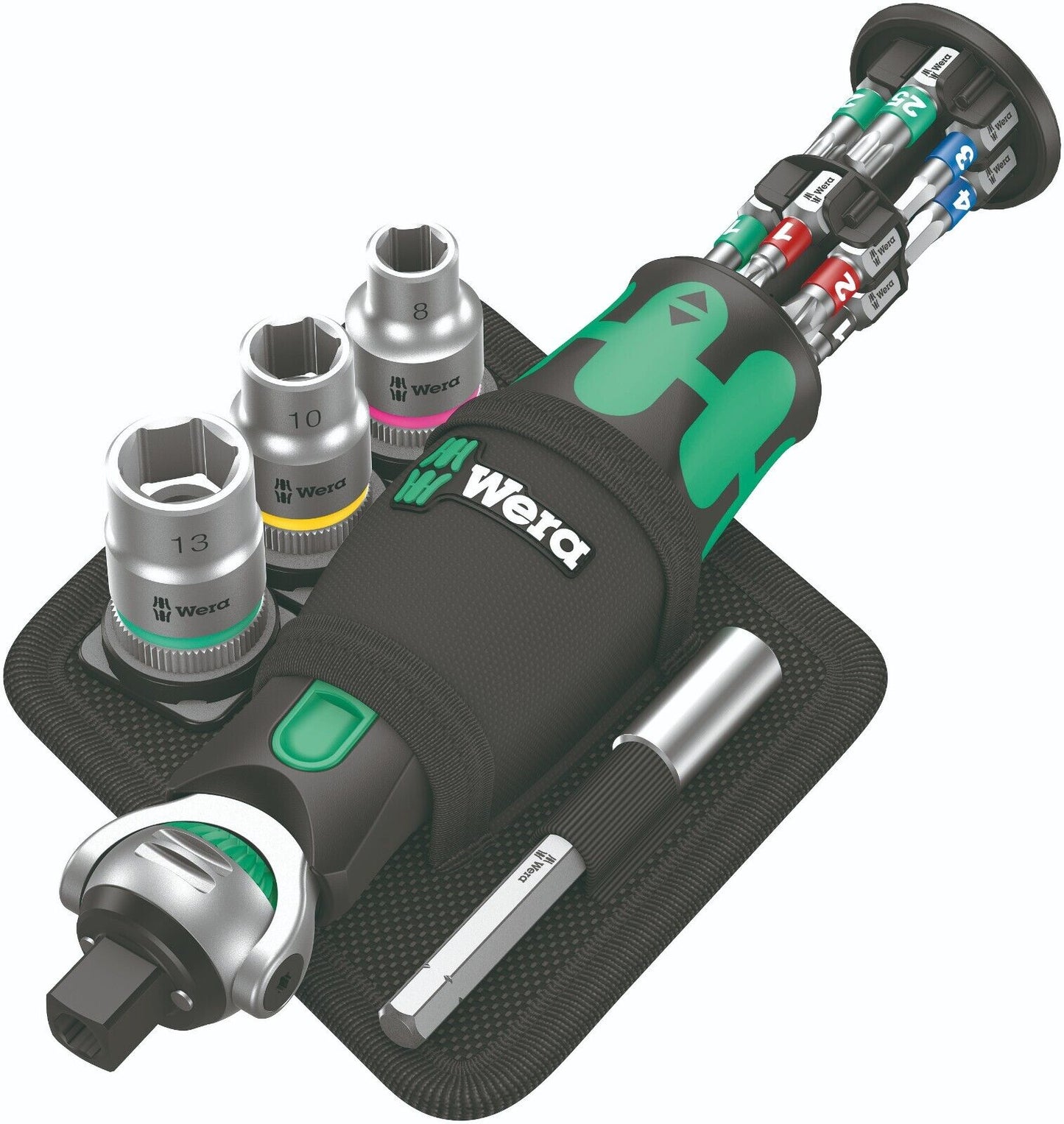wera 8009 zyklop pocket set 2 socket wrench set 3/8" drive 18 pieces 05004281001