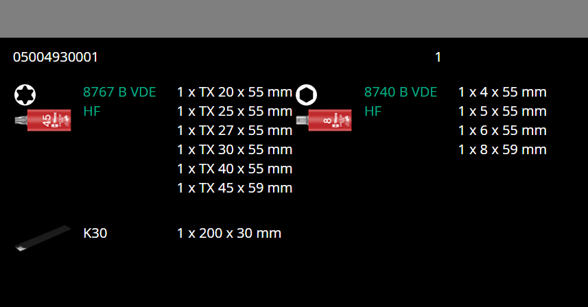 wera 8767 b vde hf belt b vde 1 zyklop torx® socket set 3/8" drive 05004930001