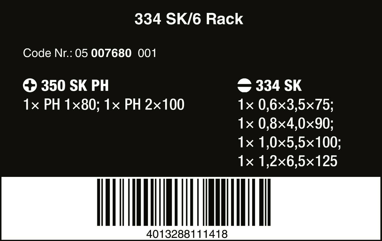 wera 334 sk/6 kraftform plus lasertip screwdriver set 05007680001