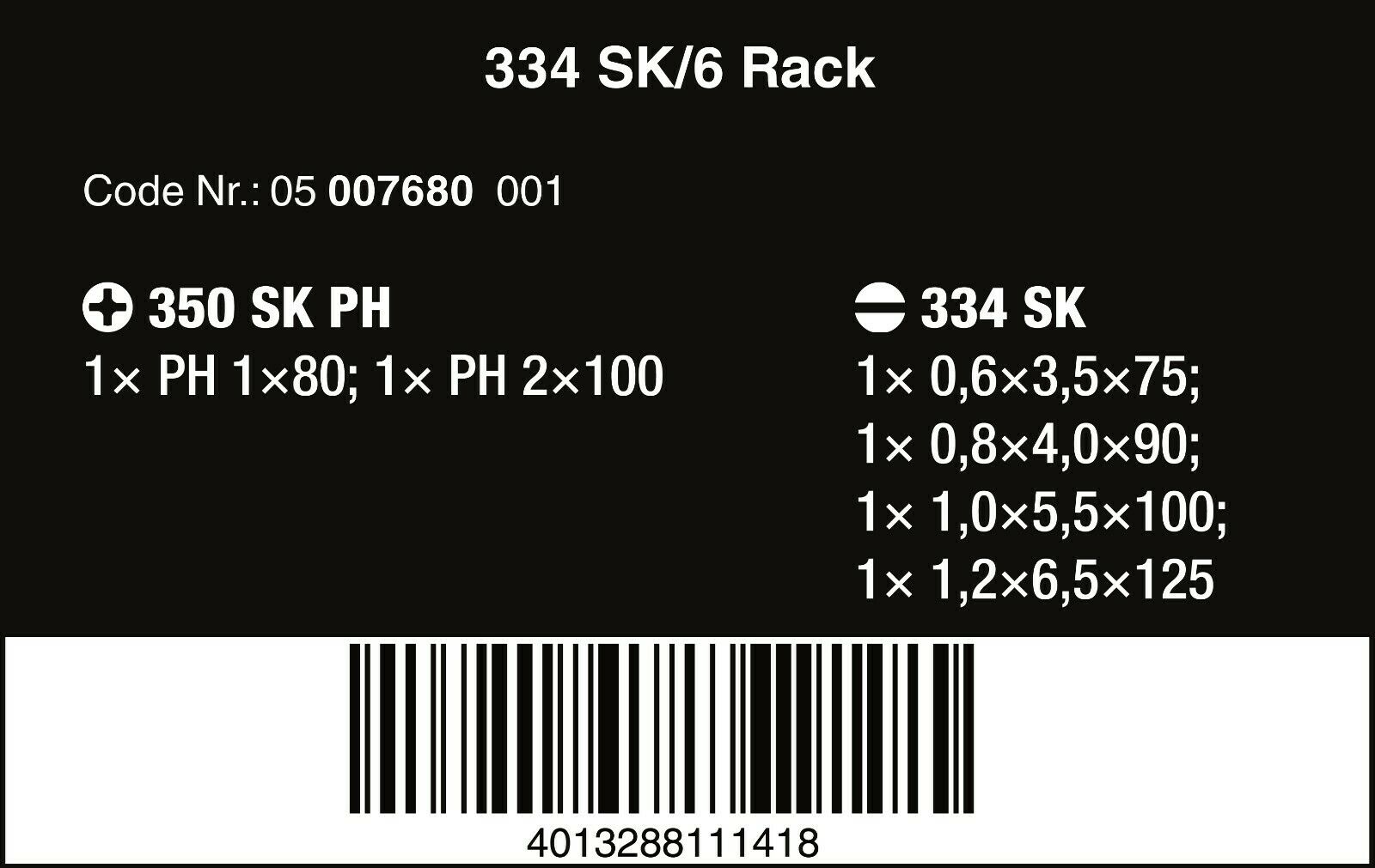 wera 334 sk/6 kraftform plus lasertip screwdriver set 05007680001