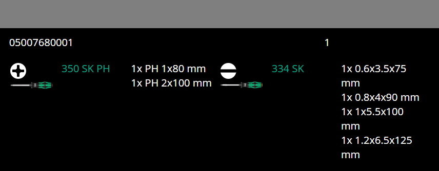 wera 334 sk/6 kraftform plus lasertip screwdriver set 05007680001