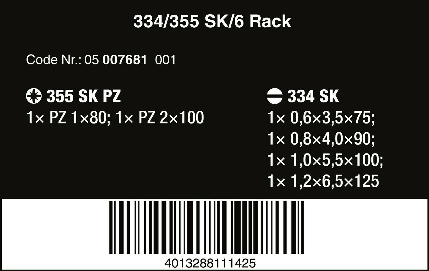 wera 334/355 sk/6 kraftform plus lasertip screwdriver set 05007681001