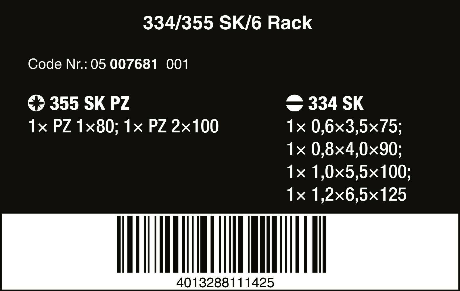 wera 334/355 sk/6 kraftform plus lasertip screwdriver set 05007681001