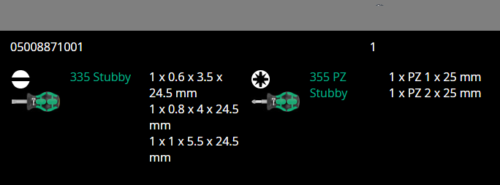 wera stubby set 2 screwdriver set 5 piece 05008871001