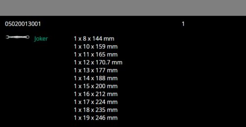 Wera Joker Ratcheting Combination Wrench Set Metric 11 Pieces 05020013001