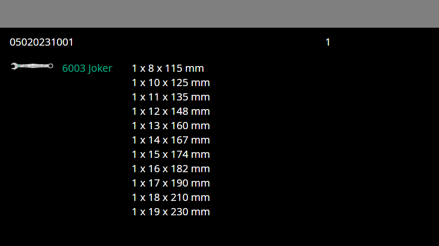 wera 6003 joker combination wrench set 11 piece metric 05020231001