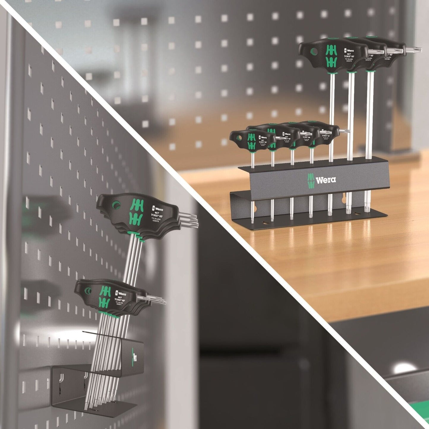 Wera 467/7 HF Set 2 TORX® T-Handle Screwdriver Set With Rack 7 Piece 05023456001