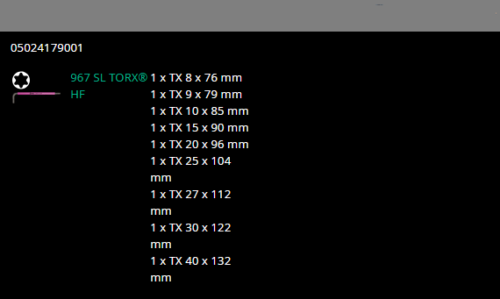 wera 967/9 tx torx® l-key set with holding function 05024179001