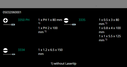 wera 3334/6 stainless steel slotted/phillips screwdriver set + rack 05032060001