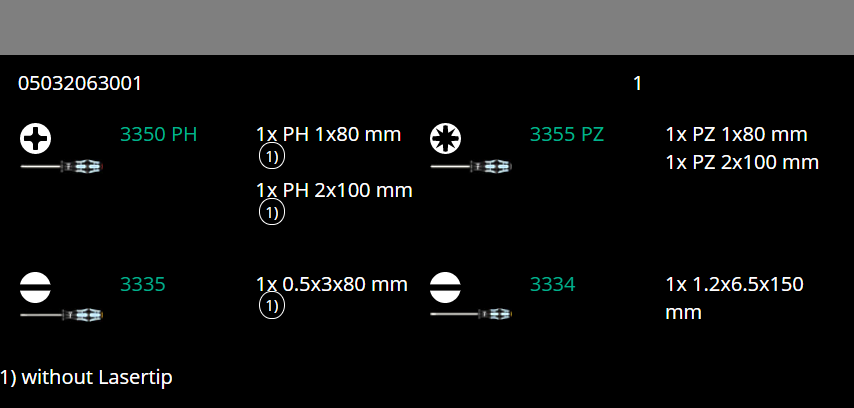 wera 3334/3350/3355/6 stainless steel screwdriver set 6 piece 05032063001