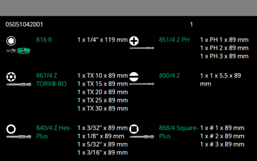 wera kraftform kompakt 60 screwdriver pouch set sae 05051042001