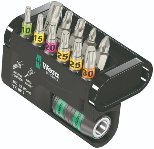 Wera Bit Check 12 Wood TX HF 1 Bits Set 12 Pieces 05057435001