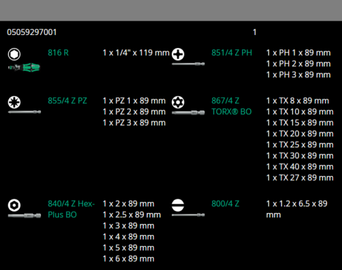 wera kraftform kompakt 62 screwdriver set 05059297001