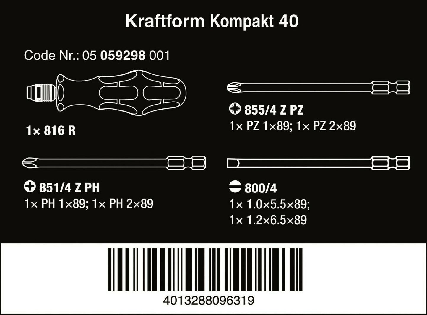 wera kraftform kompakt 40 screwdriver set 05059298001