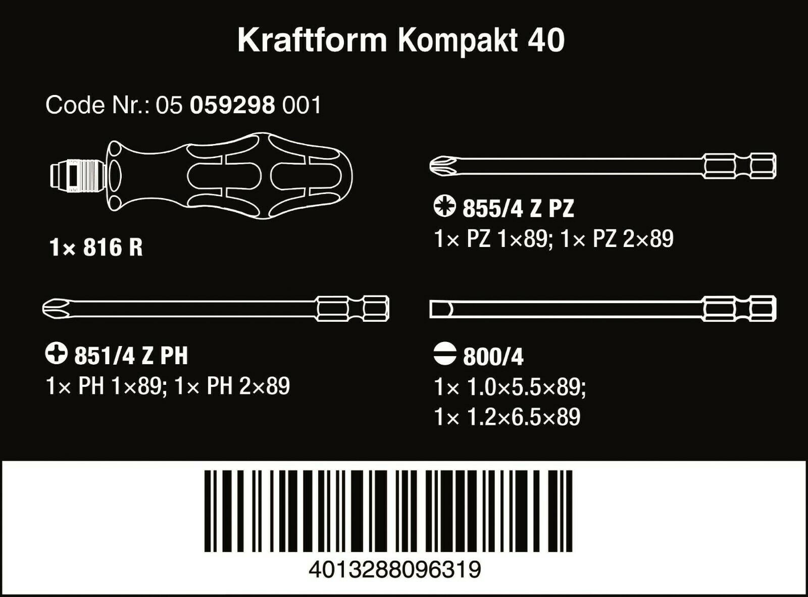 wera kraftform kompakt 40 screwdriver set 05059298001