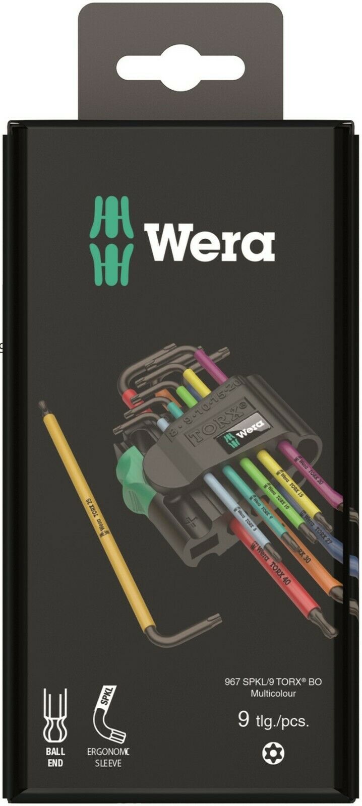 wera 967/9 tx bo 1 sb security torx® l-key set 9 pieces 05073599001