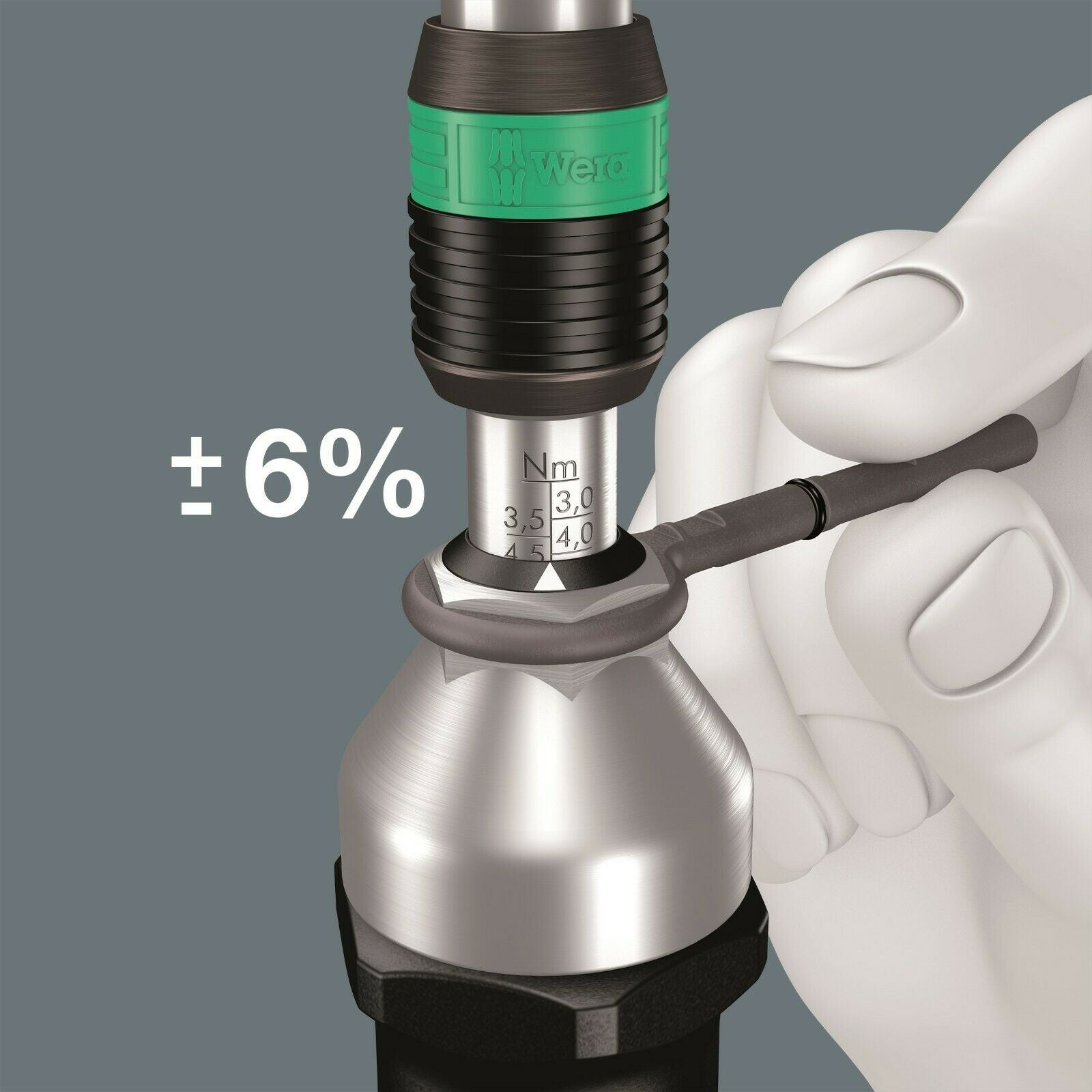 wera 7443 adjustable pistol grip torque screwdriver 3 - 8.8 nm 1/4" 05074705001