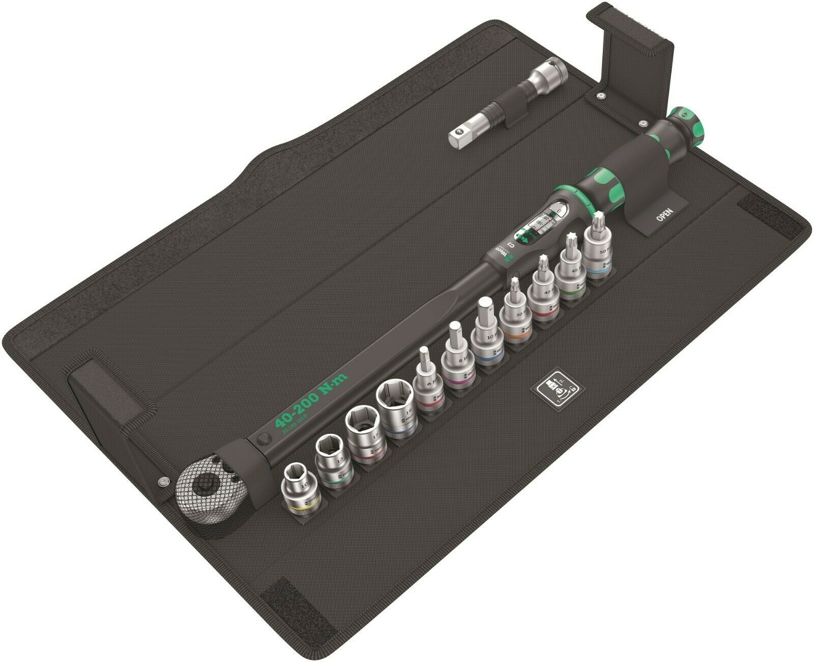 wera c3 click-torque wrench set 40 - 200 nm 1/2" drive 13 pieces 05075680001