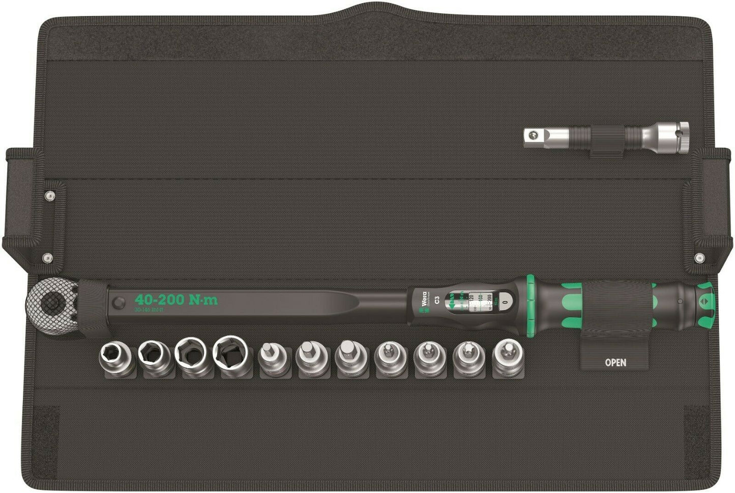 wera c3 click-torque wrench set 40 - 200 nm 1/2" drive 13 pieces 05075680001