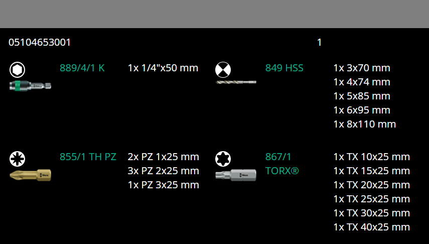 wera 849/855/867/18 wood twist drill bit set 18 piece 05104653001