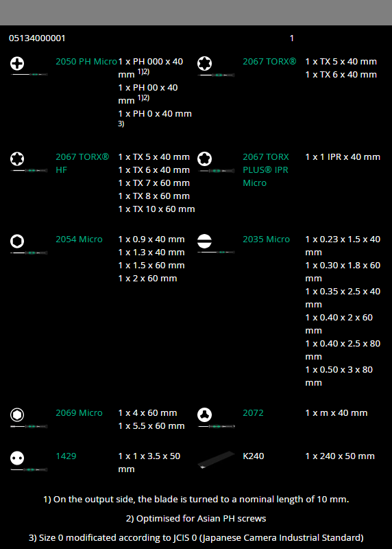 wera kraftform micro big pack 1 precision screwdriver set 05134000001